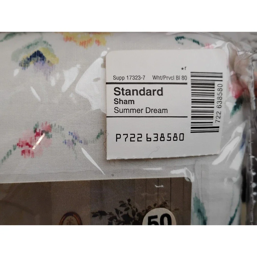 3 Elizabeth Gray Standard Pillow Sham Summer Dream Pattern Floral w Piping Trim